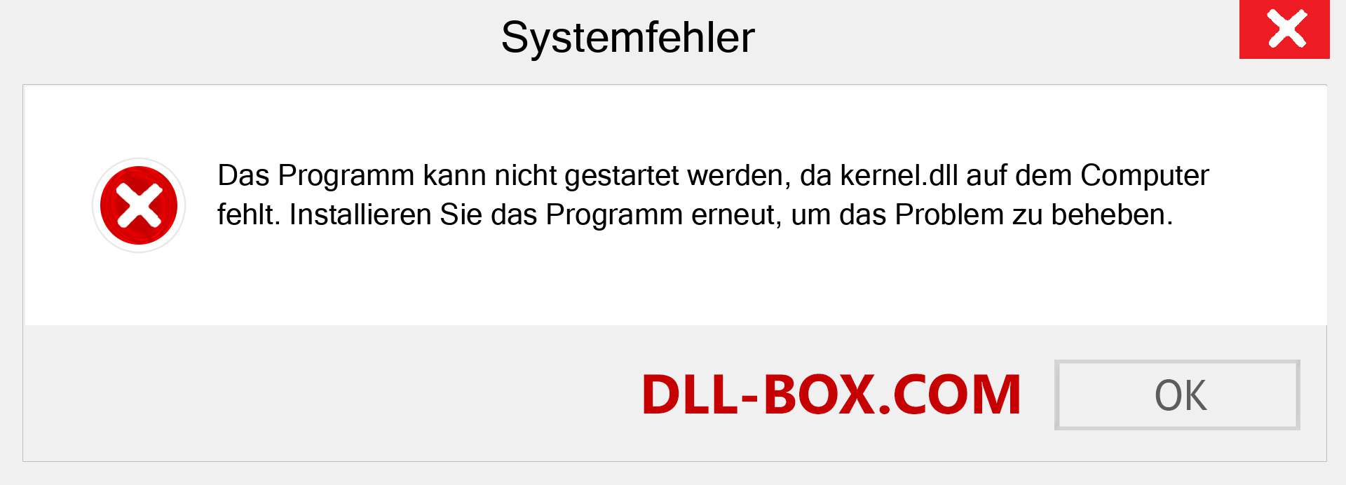 kernel.dll-Datei fehlt?. Download für Windows 7, 8, 10 - Fix kernel dll Missing Error unter Windows, Fotos, Bildern